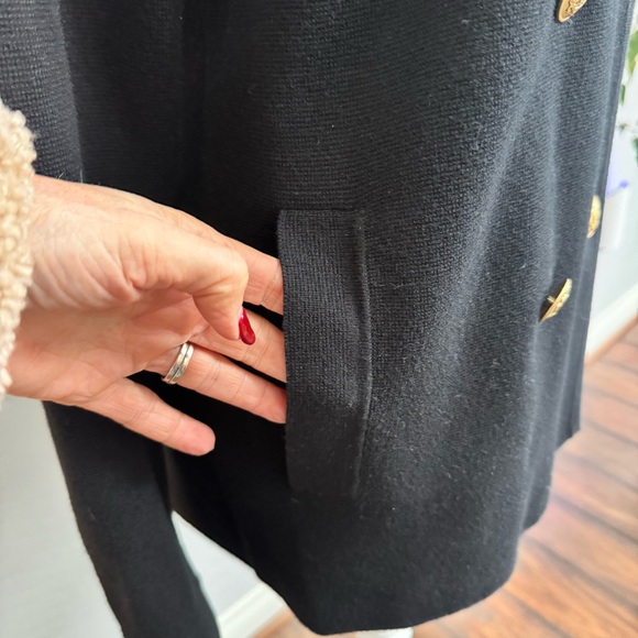 J. Crew Black Pea Sweater Coat with Gold Buttons - Picture 6 of 8